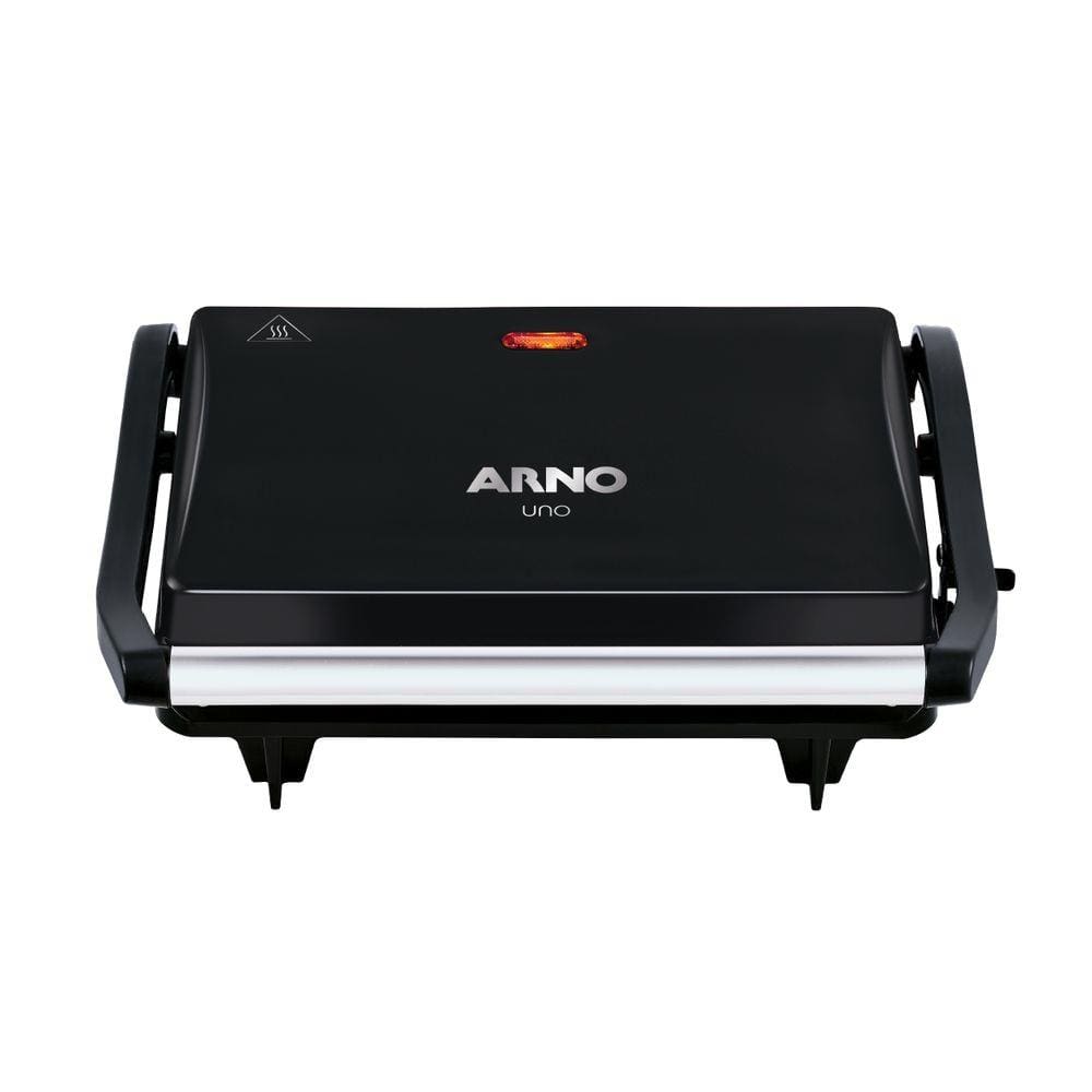 Grill Elétrico Arno Compact Uno GPTO Grelha Antiaderente Trava Lateral Preto