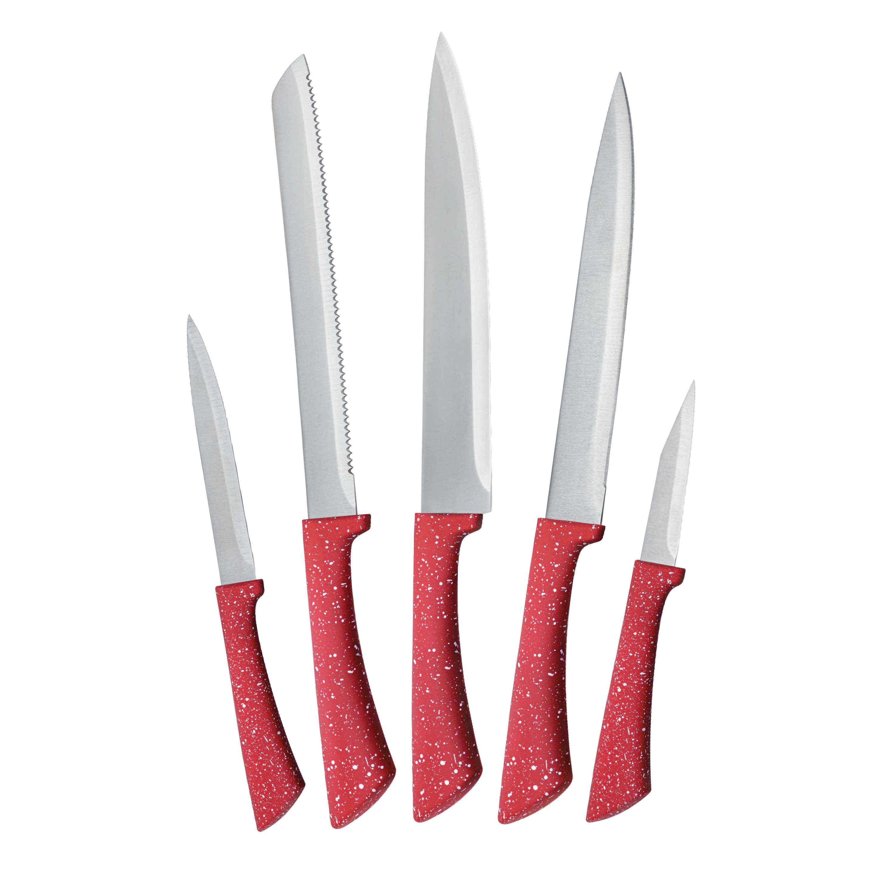 Conjunto Facas Euro Home Colorstone 5 Peças Aço Inox Cabo Ergonômico Design Moderno - Vermelho