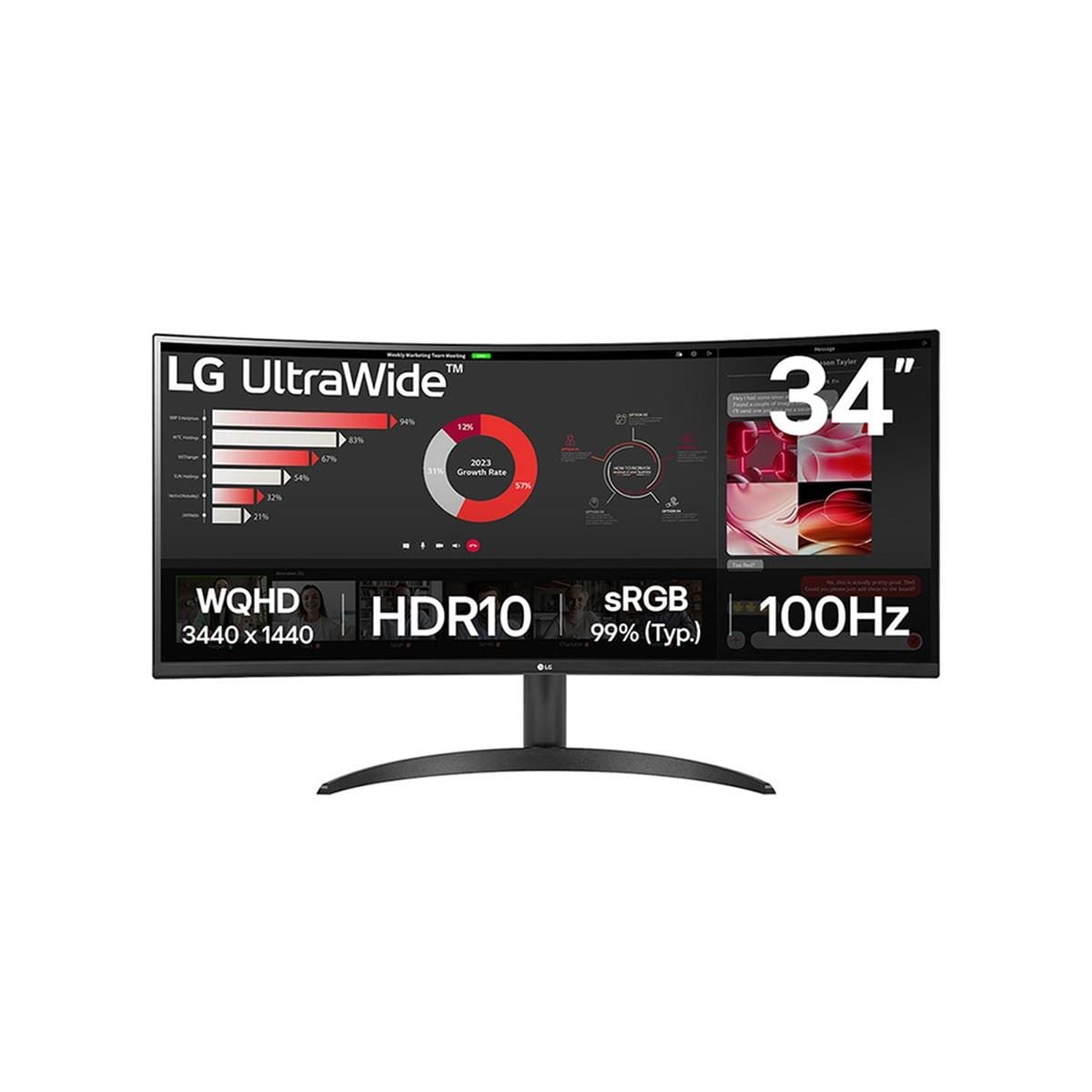 Monitor Curvo 34” LG UltraWide WQHD 34WR50QK-B 100Hz HDR10 Preto