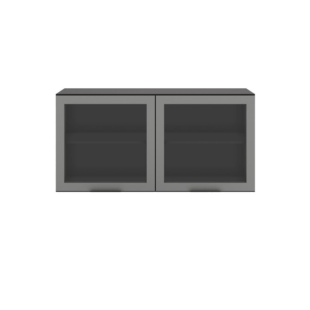 Armário Aéreo de Cozinha Poliman Etna 120cm 2 Portas de Vidro Grafite