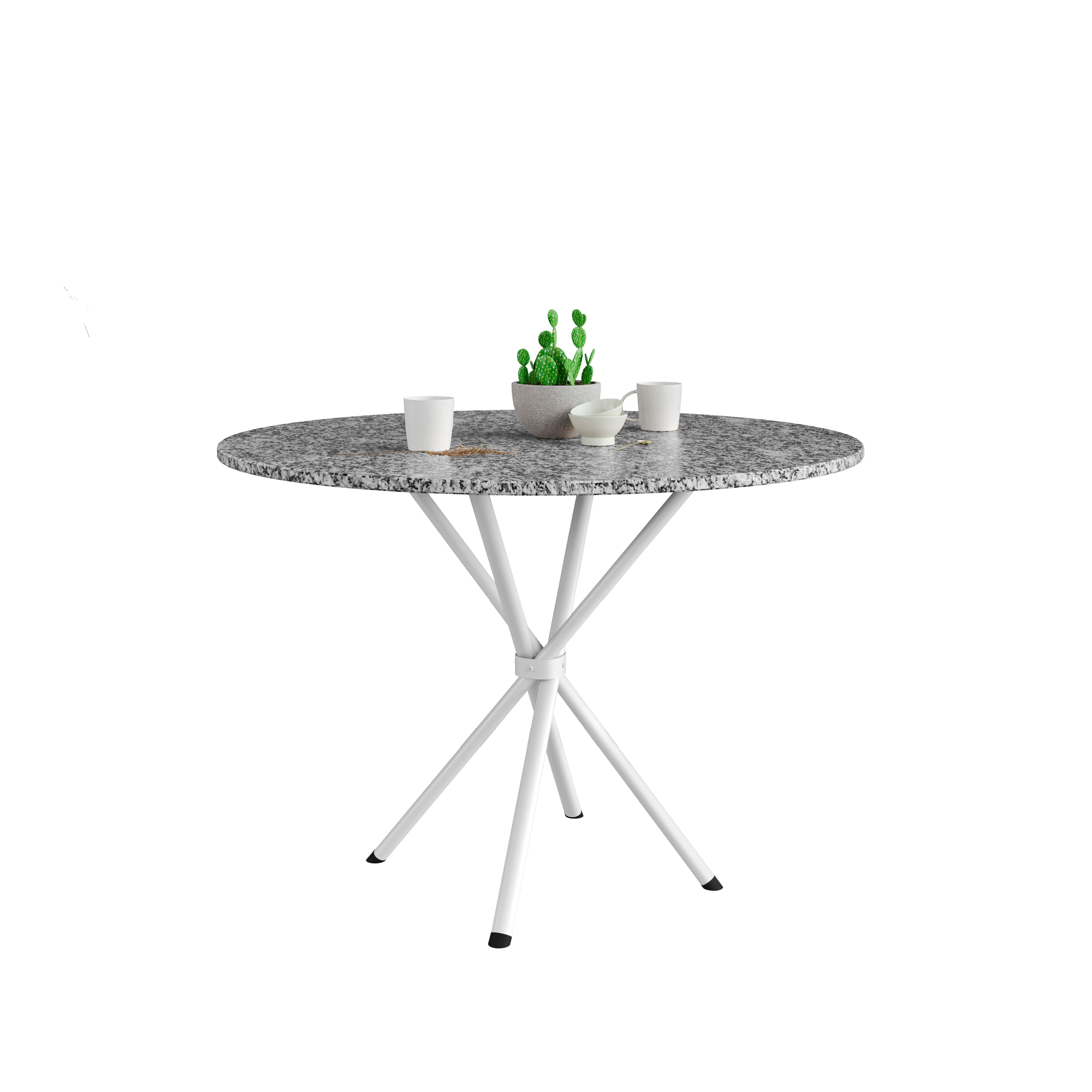 Mesa Artefamol Sabiá Redonda Granito Aço Epóxi 4 Lugares