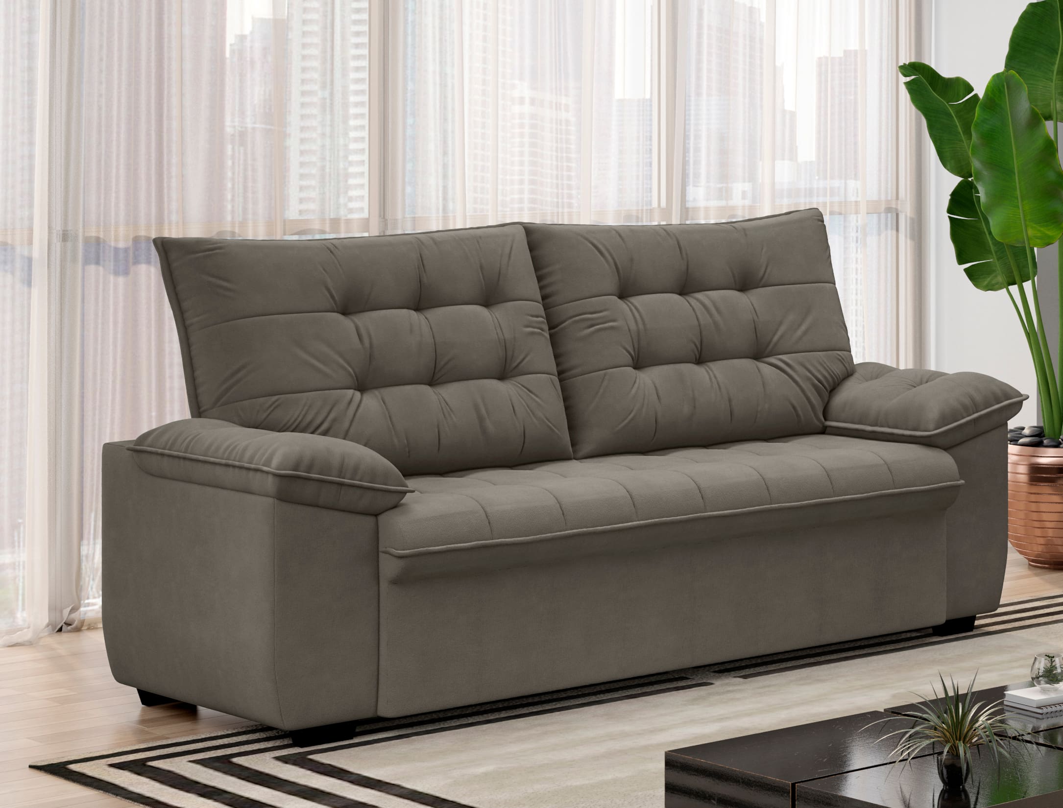 Sofá 3 Lugares Luizzi Berlim Veludo 200cm Madeira Maciça