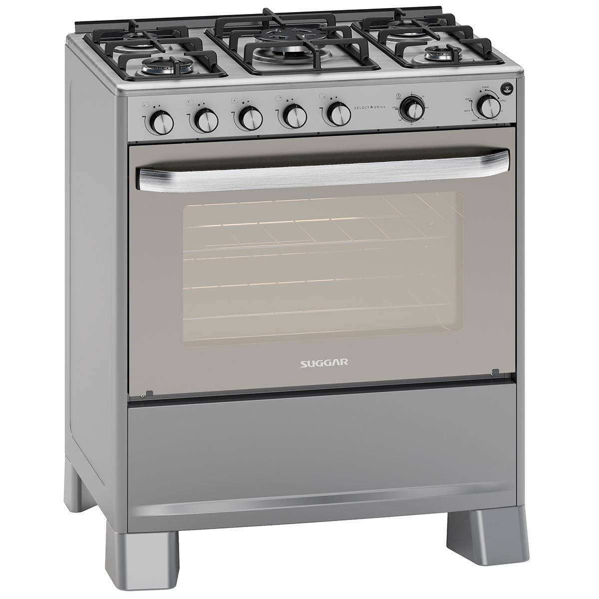 Fogão de Piso 5 Bocas Suggar Select Grill Tripla Chama Inox