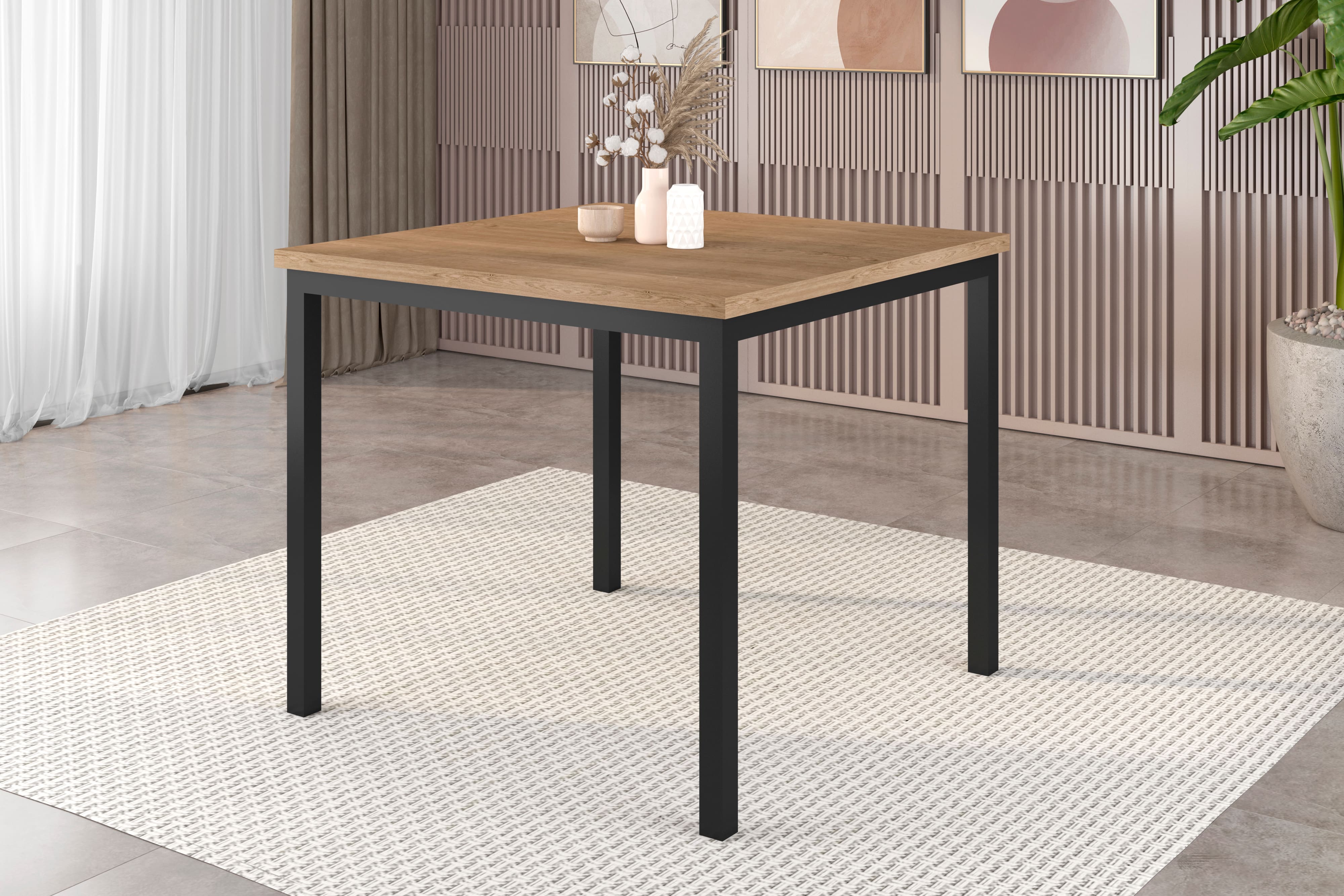 Mesa Quadrada Artefamol Juriti 90x90 Preto Fosco e Tampo Barona BP