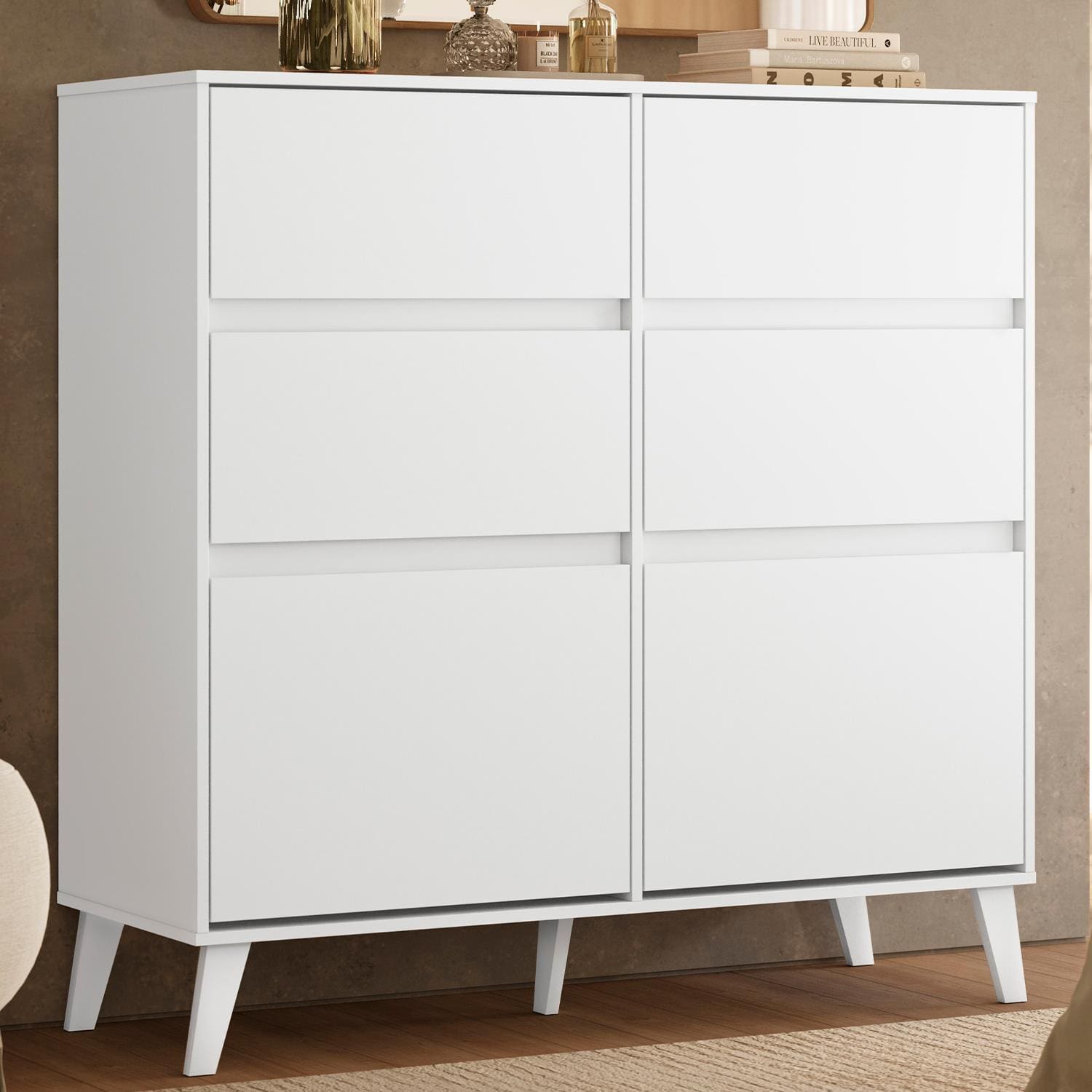 Cômoda Sapateira Palumóveis Dora 4 Gavetas e 2 Portas Basculantes