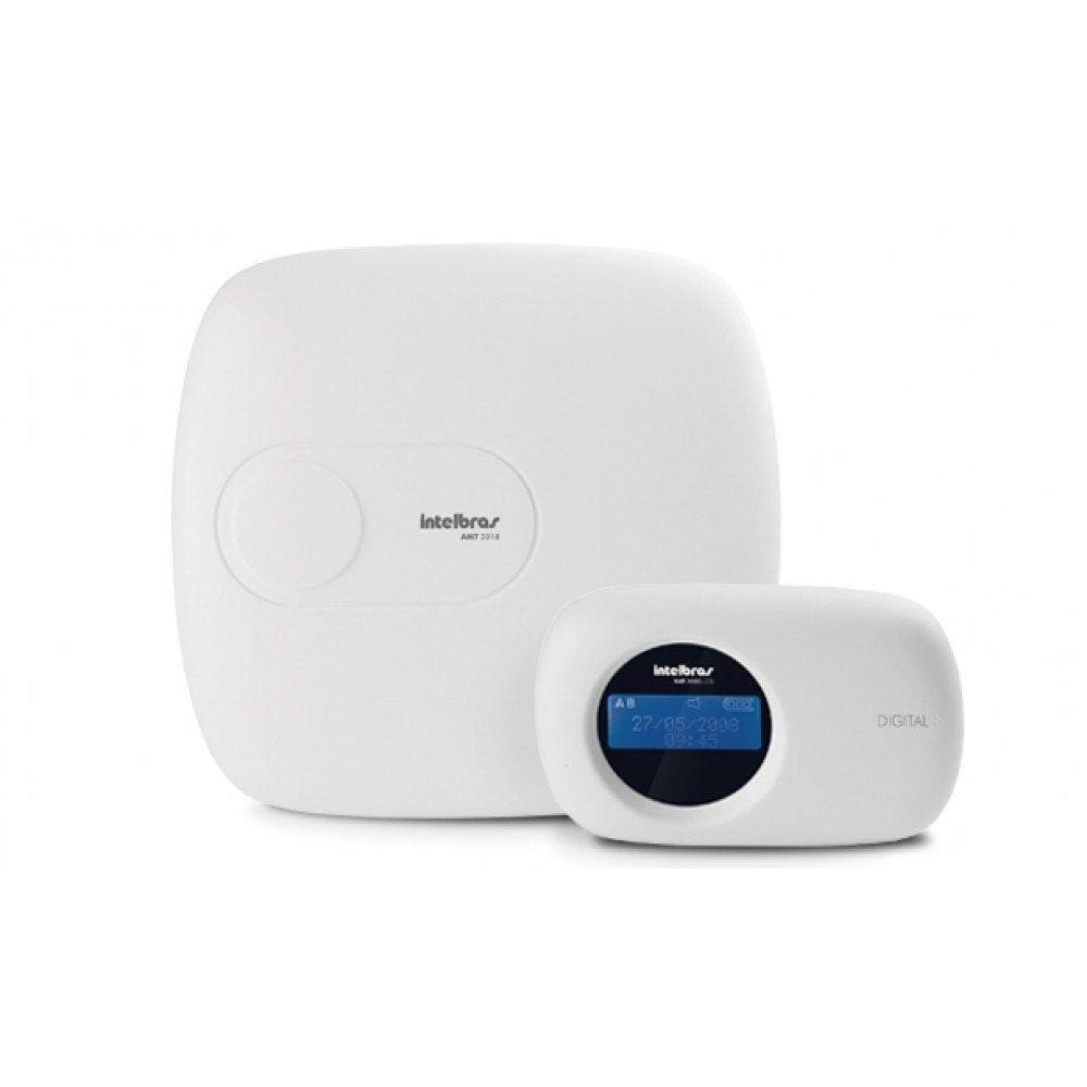 Central de alarme monitorada Intelbras Amt 2018 com 18 zonas (8 + 8 + 2 com fio + 24 sem fio)