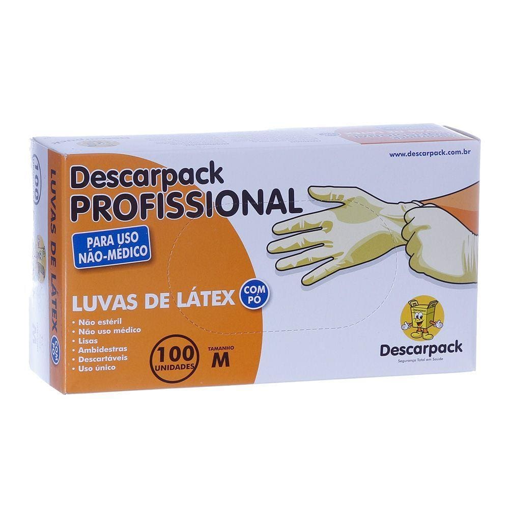 Luva de Látex com 100 Unidades Profissional