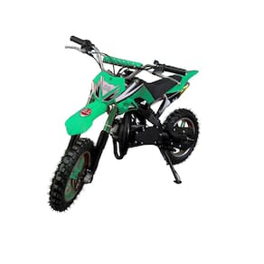 Mini Moto Cross Trilha 49cc BZ Arena Verde Partida a Corda Gasolina com Óleo 2 Tempos BARZI MOTORS