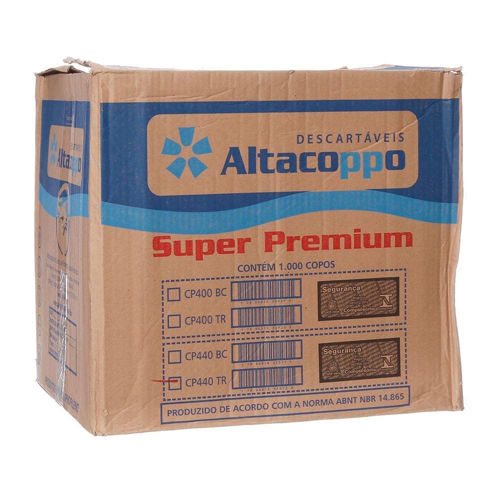 Copo de Plástico Descartável Transparente de 400ml PPT-440 Caixa com 1000 Unidades Altacoppo