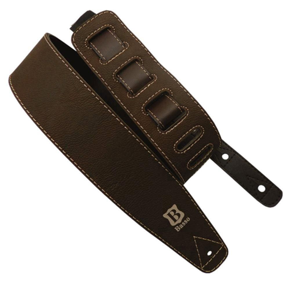 Correia para Guitarra VT-L-02 em Couro sem Estofamento Estampa Marrom - Basso