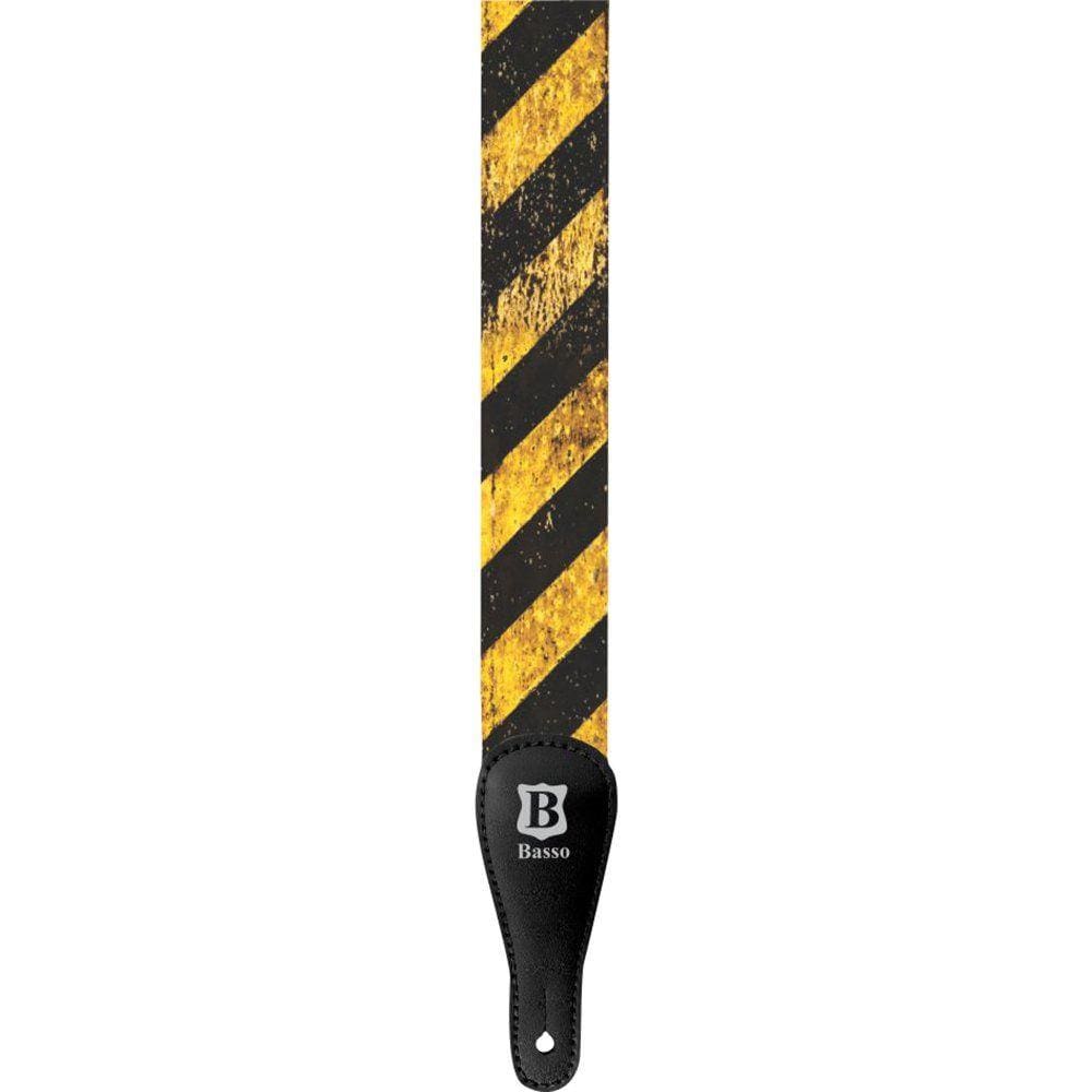 Correia Para Guitarra Listrada Sf355 Preto/amarelo Basso