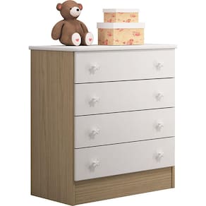 Cômoda Infantil 4 Gavetas Doce Sonho 103-Carvalho/Branco