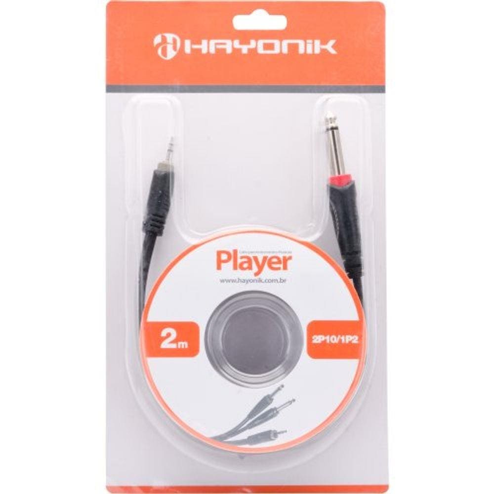 Cabo De Audio 2P10 Mono X 1P2 Estereo 2M Player Preto Hayonik