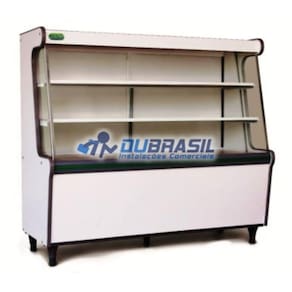 Balcão Vitrine Seco Artlux 1,00m Branco Com Faixa Azul Pé