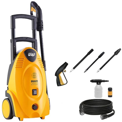 imagem-Lavadora de Alta Pressão Wap Bravo 2550 com Motor de Indução, 1800 PSI, Bico Turbo Aplicador de Detergente e Sistema Stop Total - 1700W - 110V 