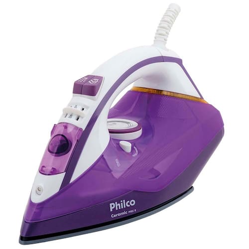 imagem-Ferro de Passar a Vapor Base Cerâmica com Spray Philco Ceramic PFEC R - Roxo - 220V