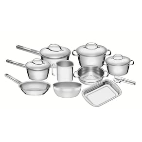 Jogo de Panelas Tramontina Aço Inox Allegra 10 Peças Fundo Triplo Com Pegador de Massa