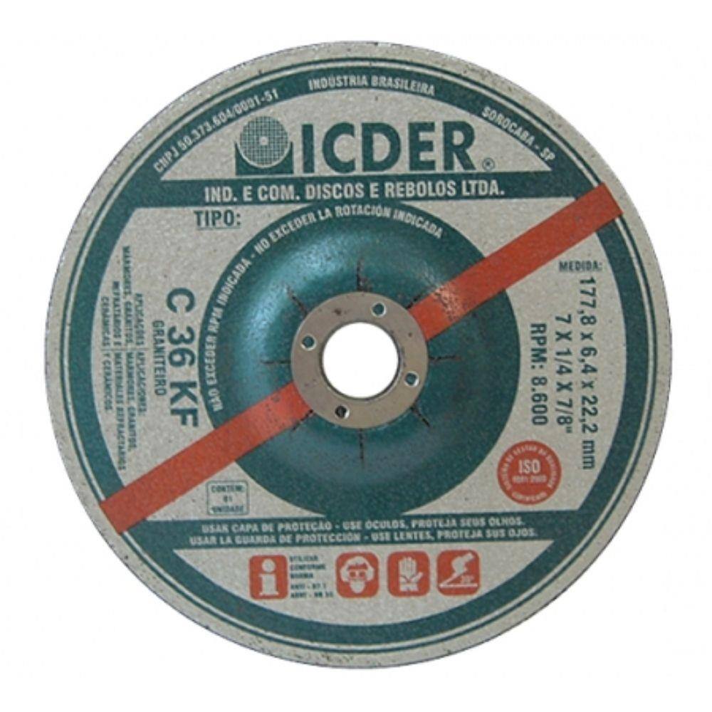 Disco de desbaste - 7 X 1/4 X 7/8 - graniteiro - C 36