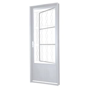 Porta em Aço com Postigo com Grade Elo MGM Sevilha 2,17mx85cmx6cm - Requadro 60mm Branco Direita