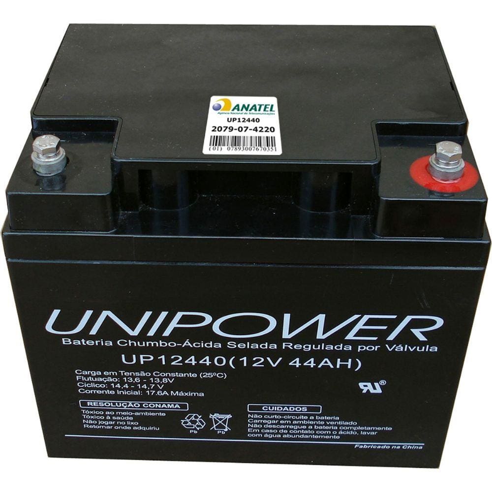 Bateria 12V VRLA Ácida Regulada Por Válvula UP12440 Unipower