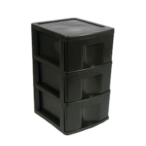 Gaveteiro Plástico Grande 3 Gavetas Preto GV14P São Bernardo