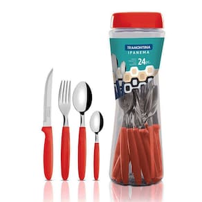 Conjunto de Talheres Ipanema 24 Peças Inox Vermelho 23399791 - Tramontina