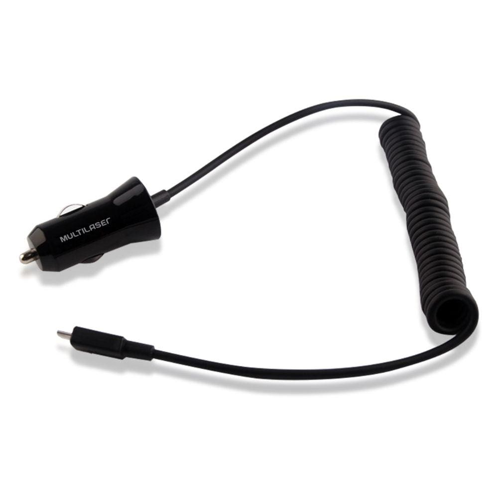 Carregador Automotivo 2XUSB 2.1A com Cabo Micro USB Espiral Multilaser CB083
