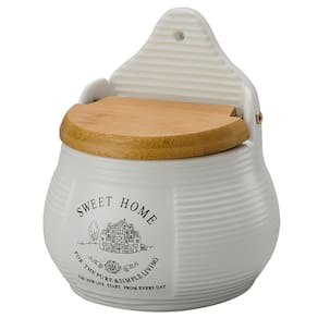 Saleiro Lyor Classic Sweet Home em Porcelana com Tampa de Madeira - 400 ml