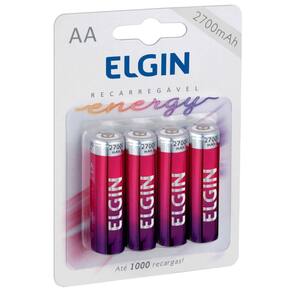 Pilha Recarregável AA Elgin 82175 - 2700mAh - com 4