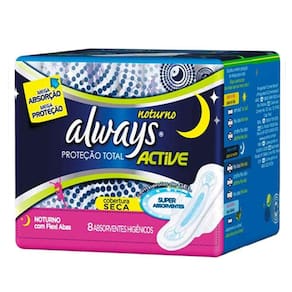 Absorvente Always Protecao Total Noturno Com Abas 8 Unidades