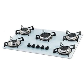 Cooktop a Gás Fischer 5 Queimadores Vidro Branco Polar