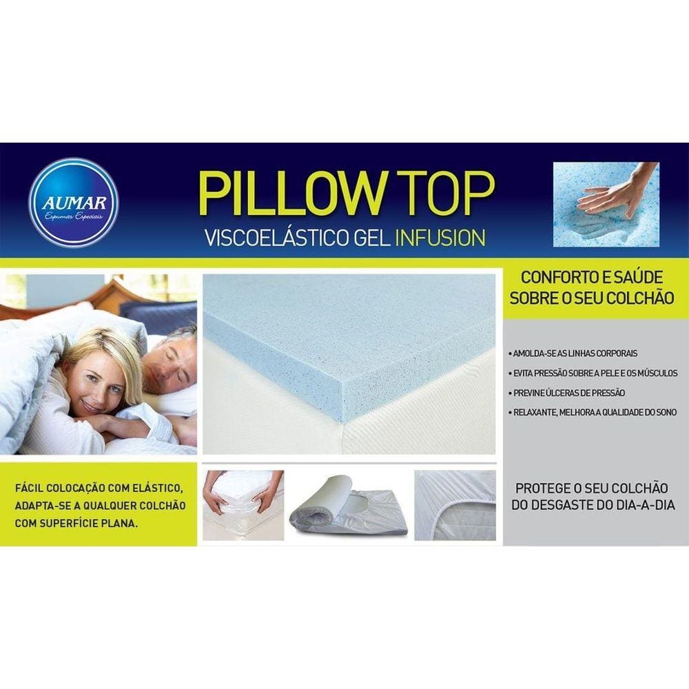 Pillow Top Viscoelástico Gel Infusion Solteiro 0,78 x 1,88 X 0,05 AUMAR