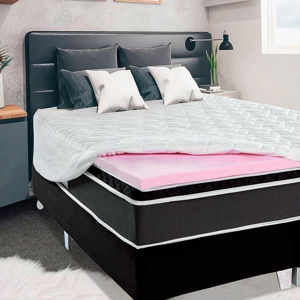 Pillow Top Espuma Soft  D40 com Capa Percal com Zíper Queen Size