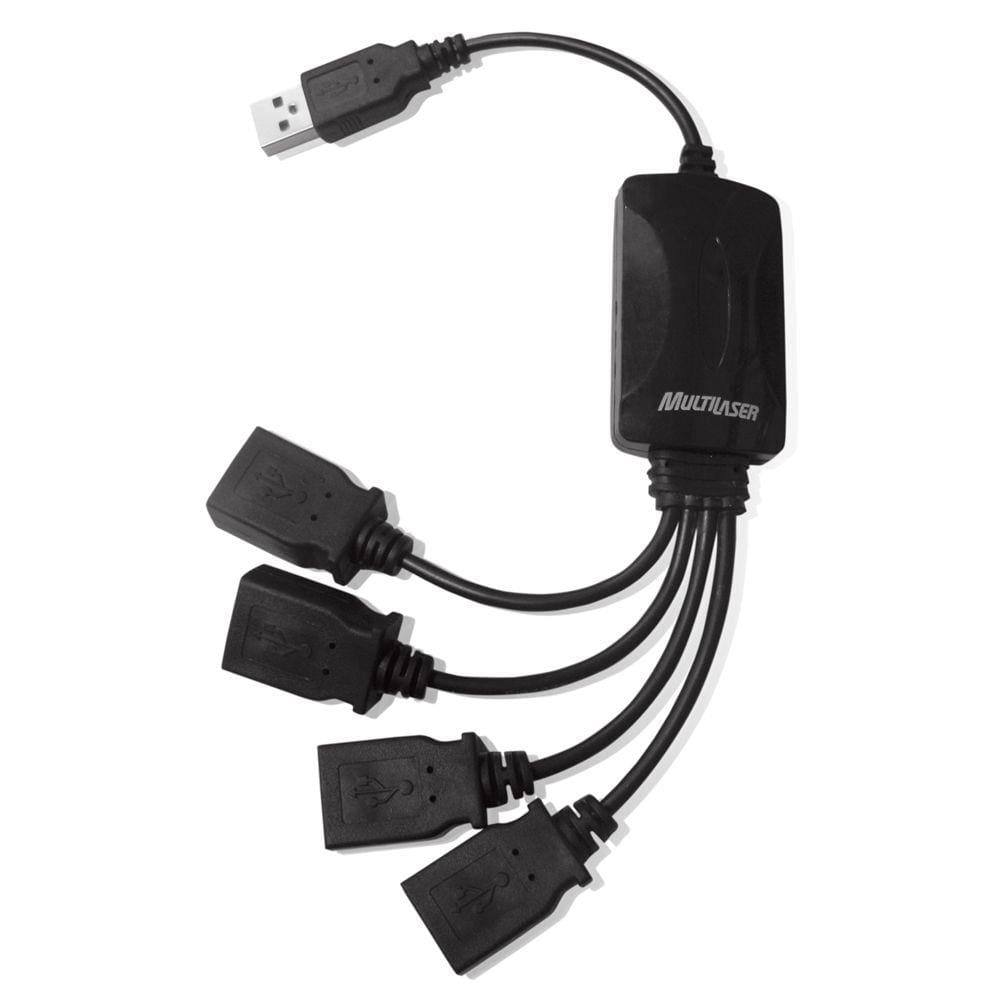 Hub USB 2.0 4 Portas Flexível Preto AC042 - Multilaser