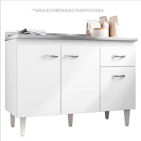 Balcão para Pia Gabriela com 120 cm Flex Branco ou Preto - AJL Móveis