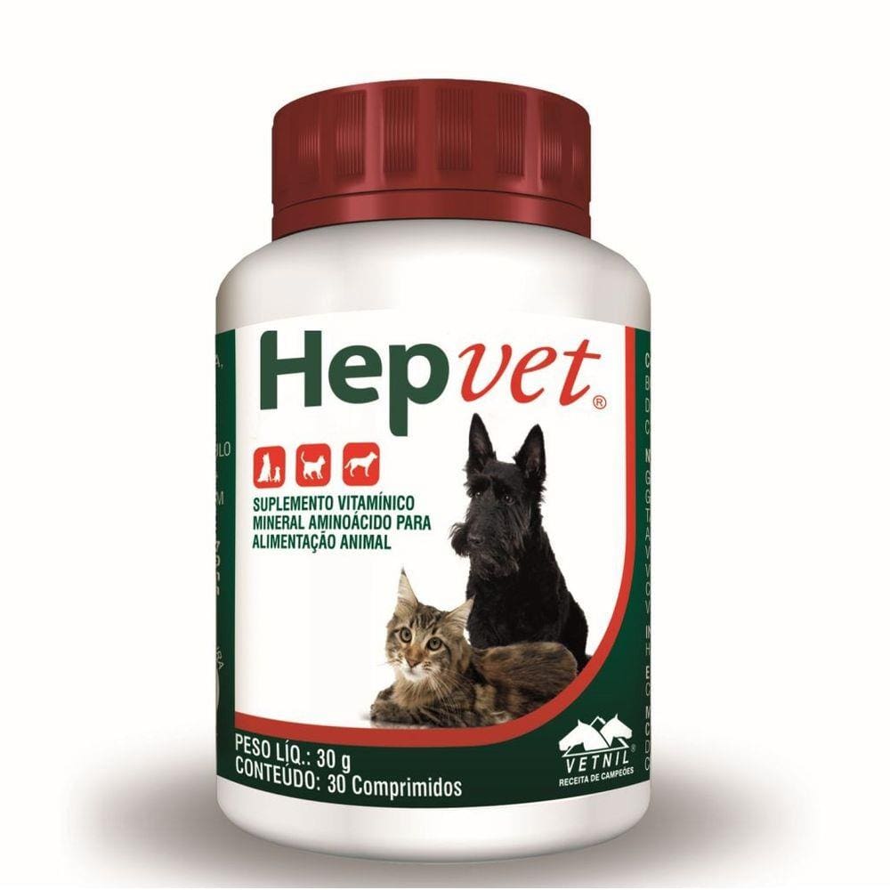 Suplemento hepvet 30 comprimidos vetnil | Pontofrio