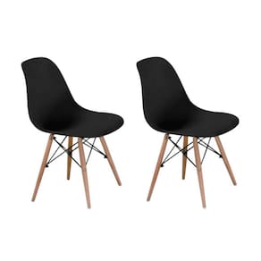 Conjunto 2 Cadeiras Eames PP Preto Base Madeira