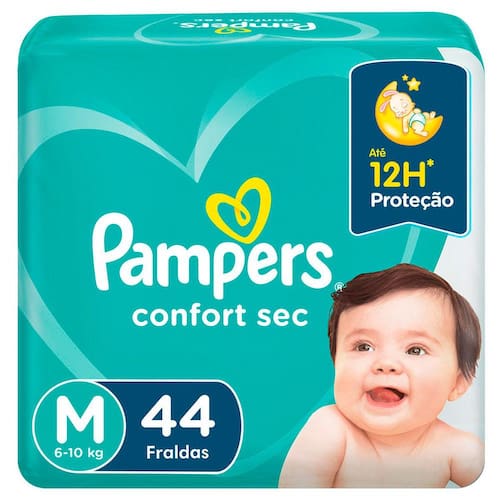 Fralda Pampers Confort Sec Mega Tamanho M - 44 Unidades Menor preço em Fralda Pampers Confort Sec Mega Tamanho M - 44 Unidades