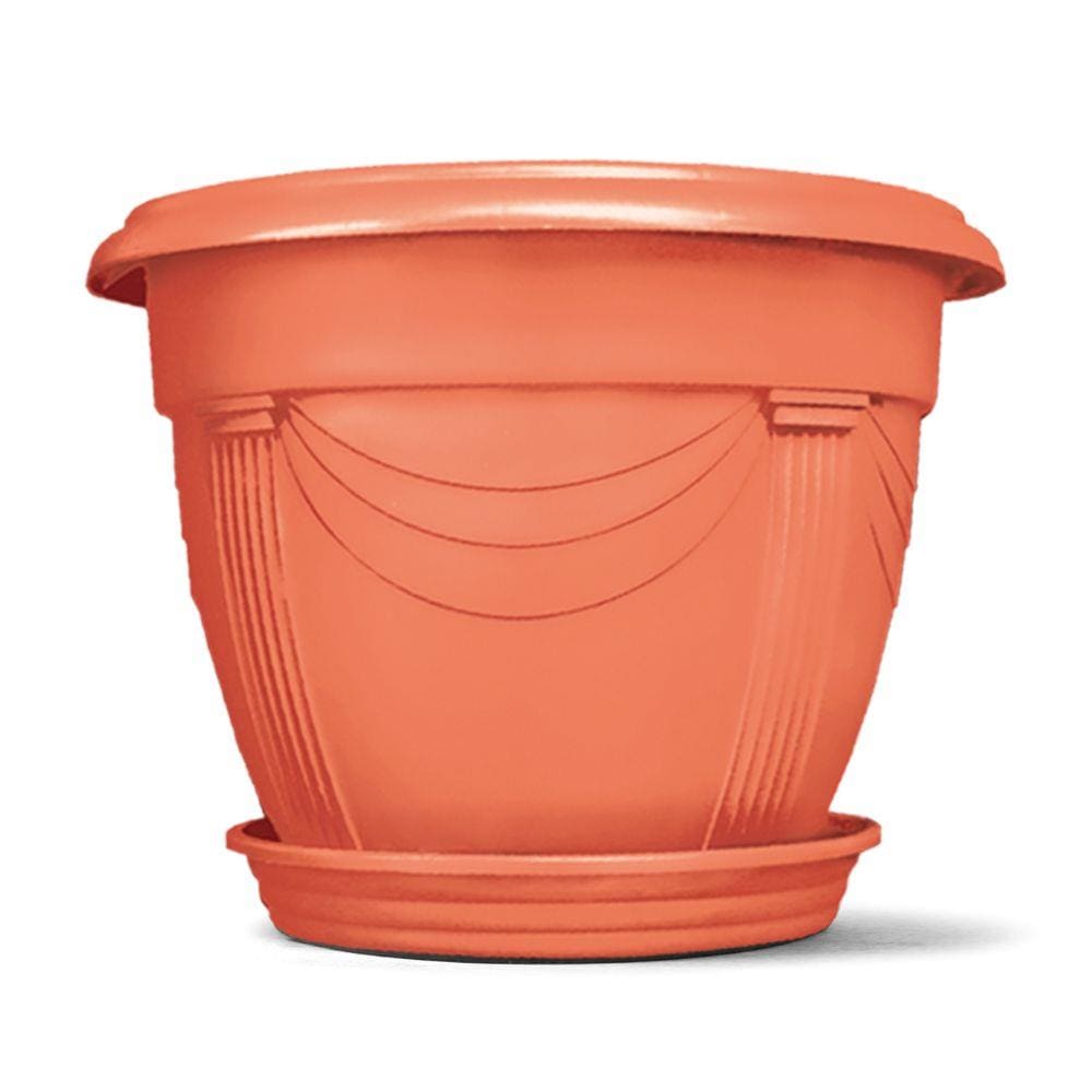 Vaso Romano Redondo 03 Com Prato Cerâmica