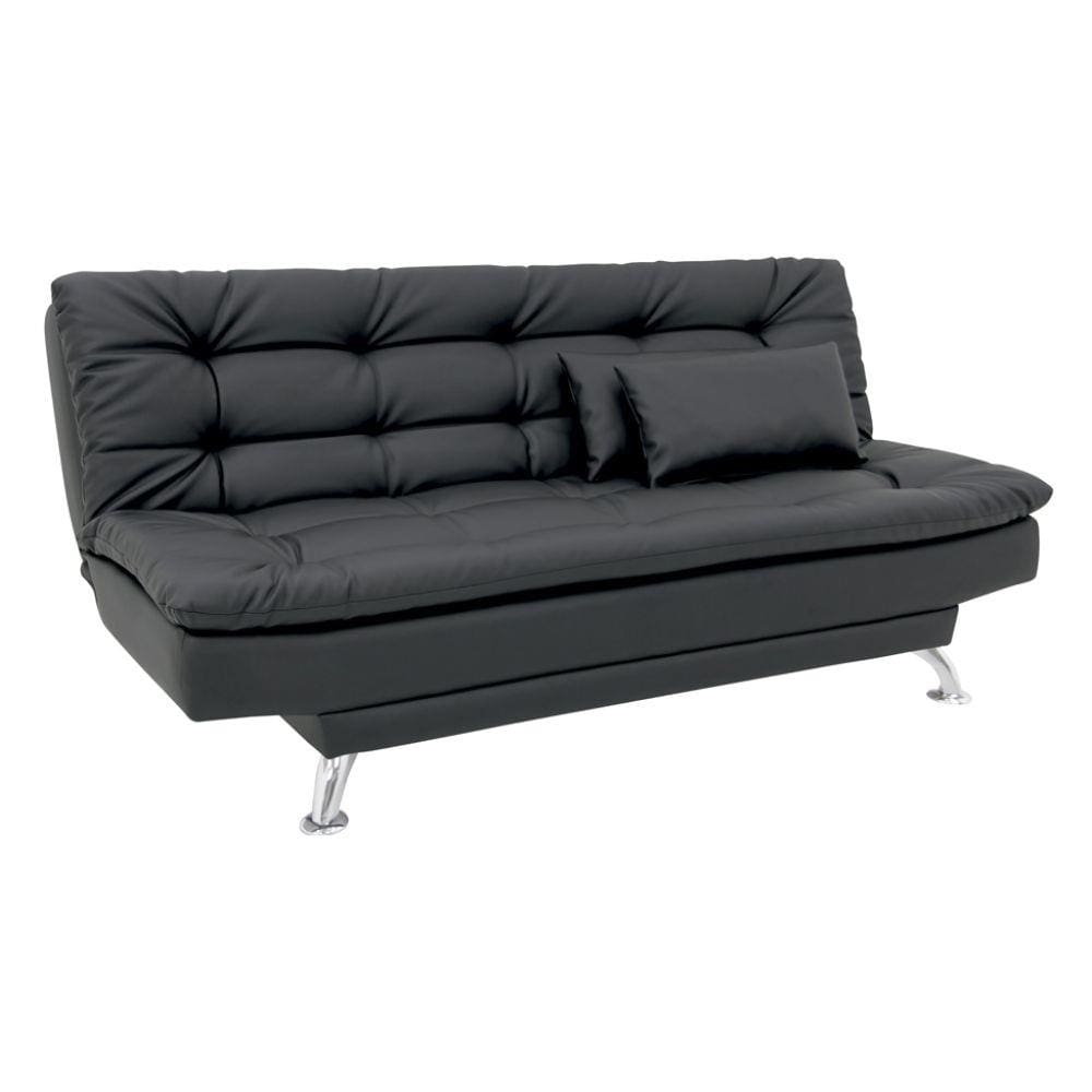 Sofá-Cama Premium Couro Sintético Preto