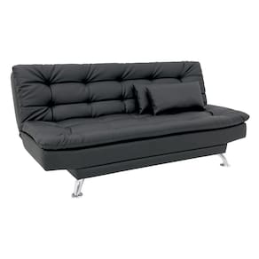 Sofá-Cama Premium Couro Sintético Preto