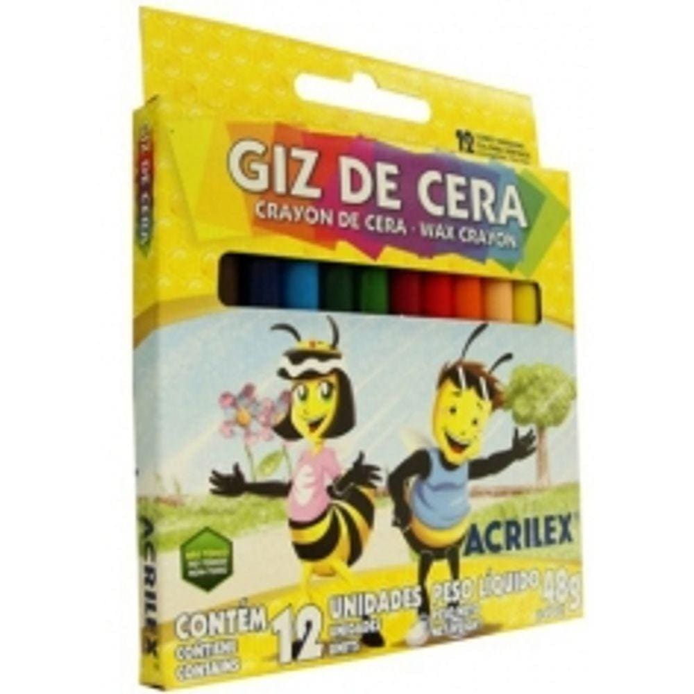 Giz De Cera Fino 12 Cores 9012 Acrilex