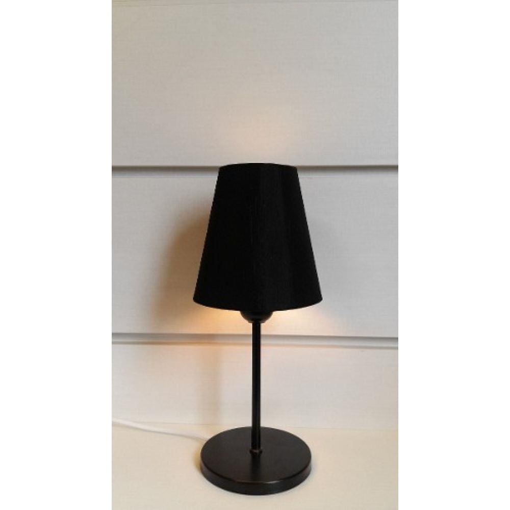 Abajur Base Aluminio Md-2005 Preto Cupula Tecido Preto