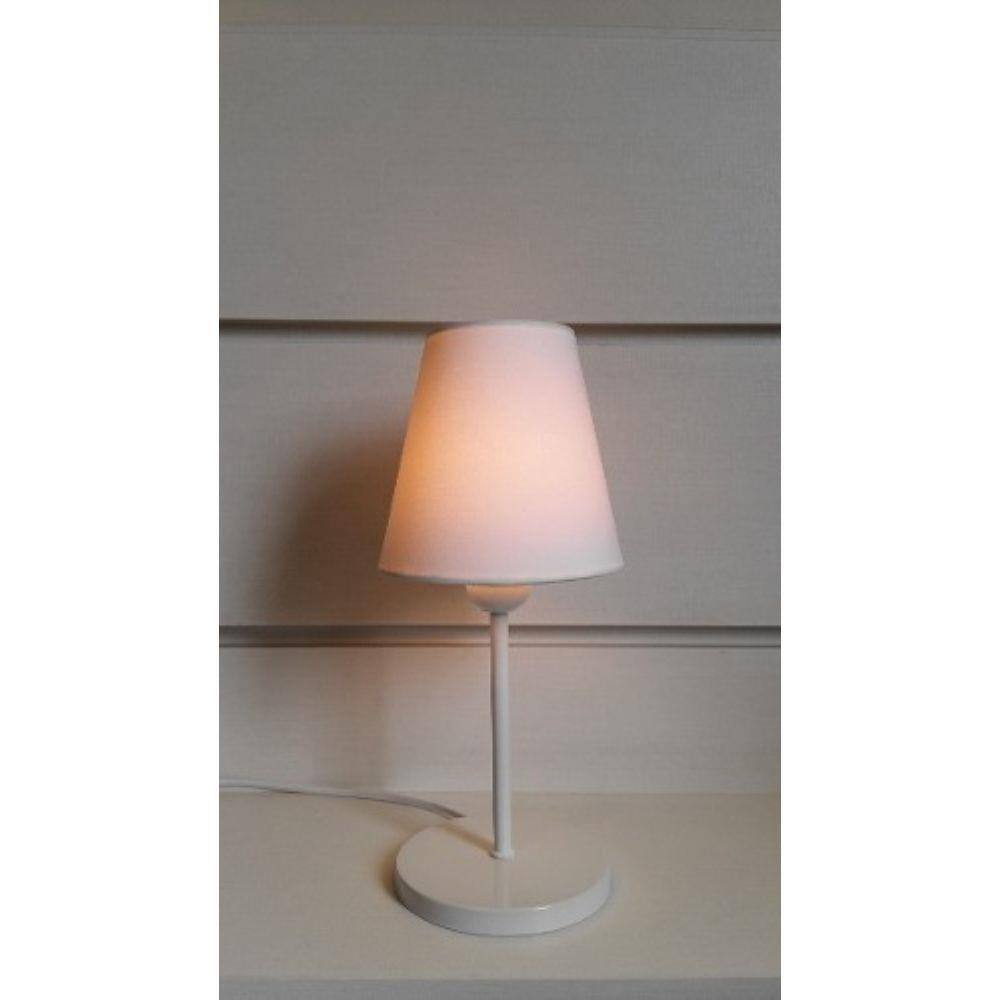Abajur Base Aluminio Md-2005 Branco Cupula Tecido Branca
