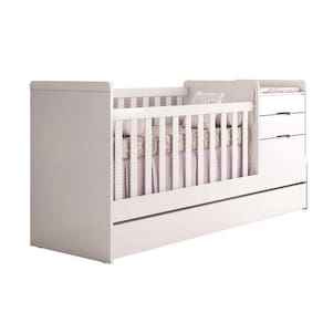 Berço Multifuncional Carolina Móveis Cléo com Cômoda - Branco